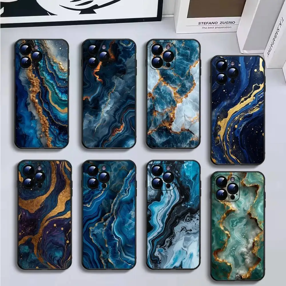 

Marble Art Fashion Pattern Phone Case For iPhone16,15,14,13,12,11 Plus,Pro Max,XS,X,XR,SE,Mini,8,7,Soft Black Cover