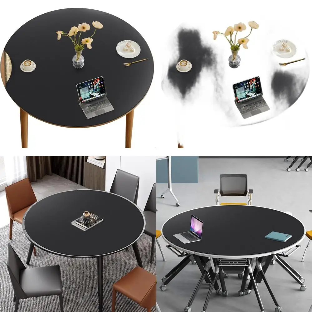 

Round Table Mats - 54-40 Inches Diameter - Cork Leather Placemats for Dining and Coffee Tables - Black