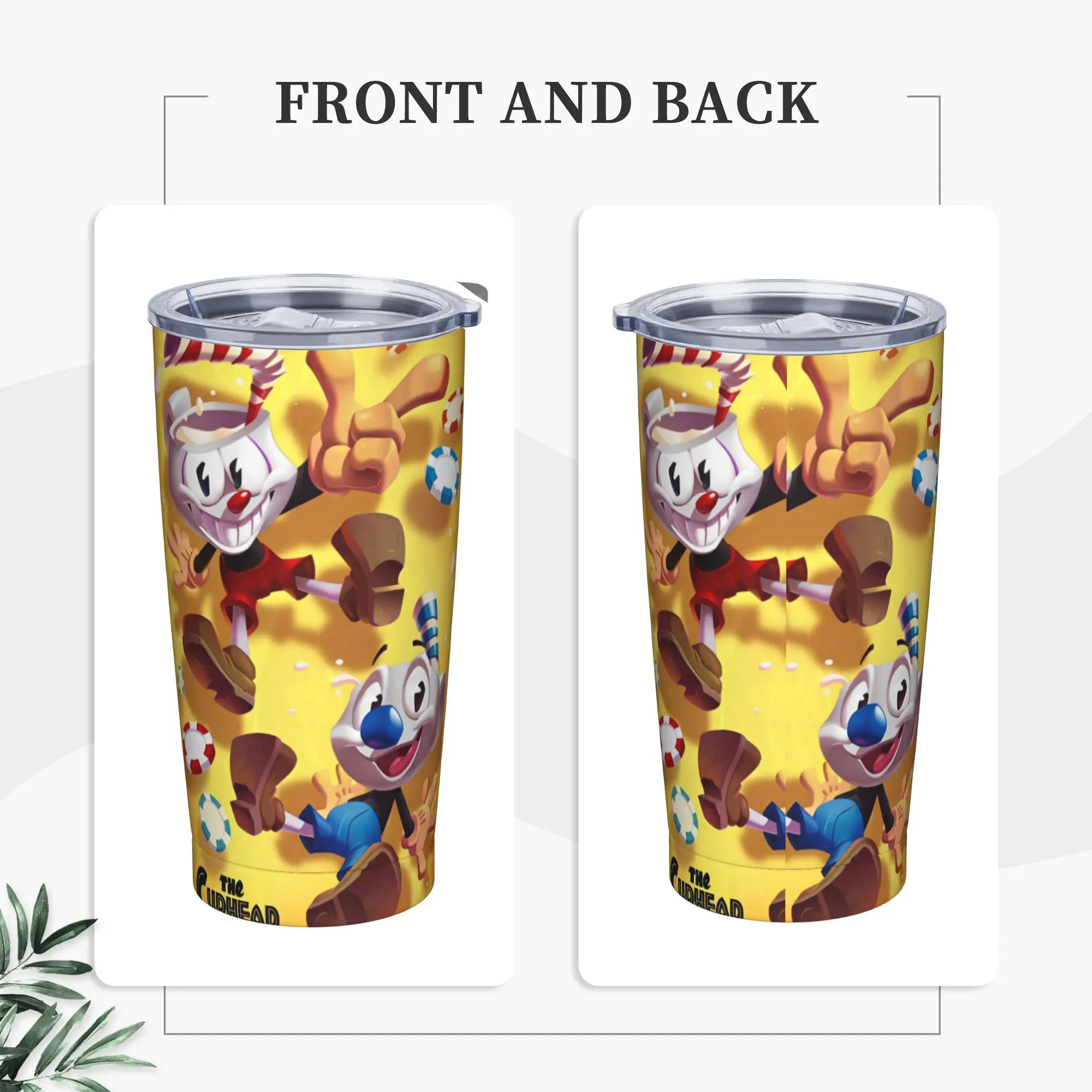 Great Retro Game Battle Cuphead Tumbler Vacuum Insulated  Thermal Cup Vacuum Flask School Mugs Hot Cold Drink, 20oz