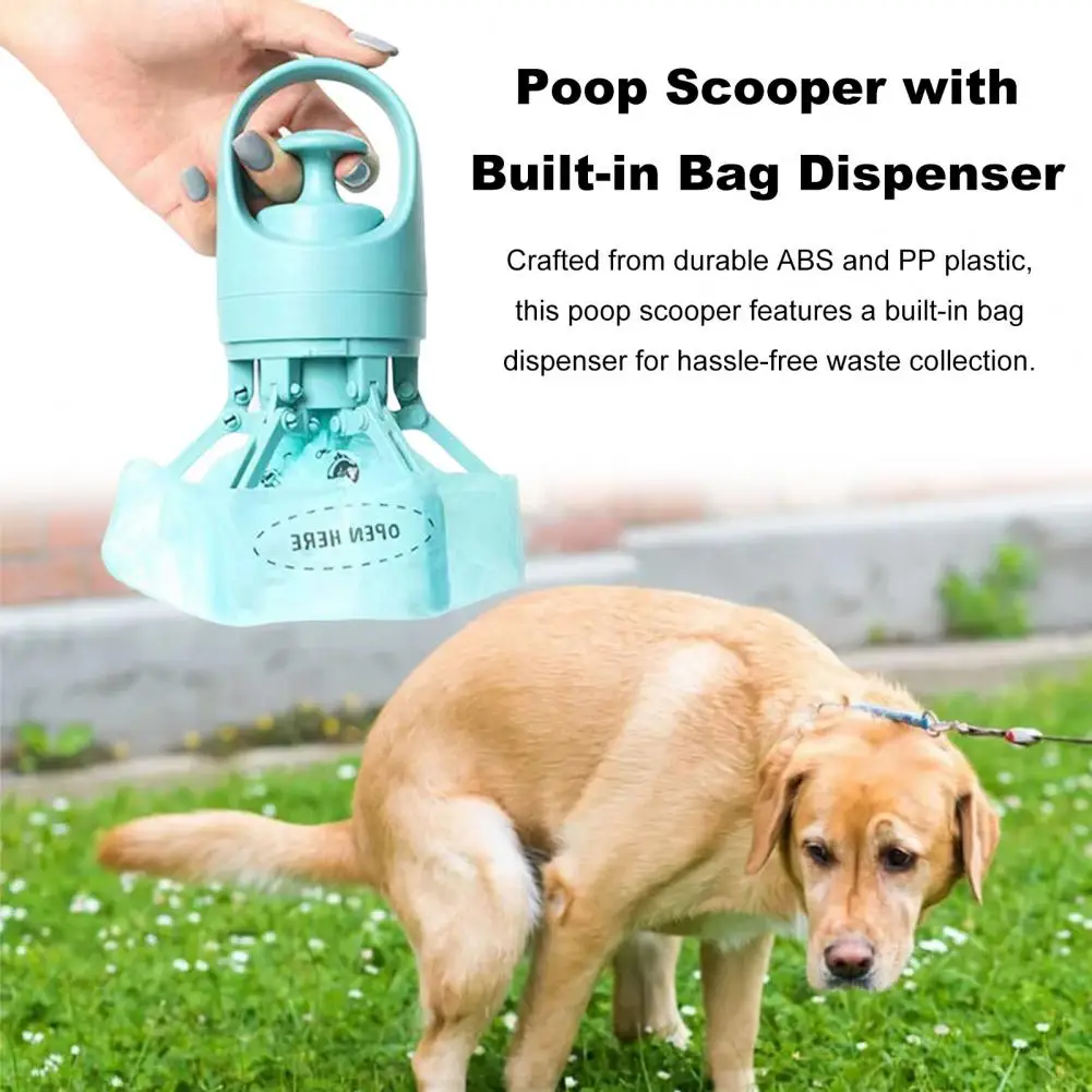 Lightweight Pet Poop Shovel Easy to Carry Pet Scooper Portable No-touch Dog Pooper Scooper with Bag Dispenser for Small