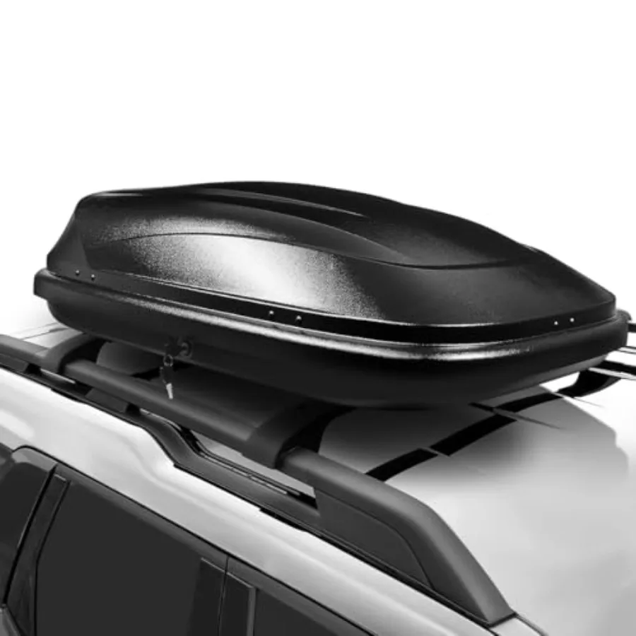 

Heavy Duty Rooftop Cargo Carrier ABS Lockable Car Roof Rack Cargo Carrier Capacity 110 LBS 53 X 34 X 15 Inches Black