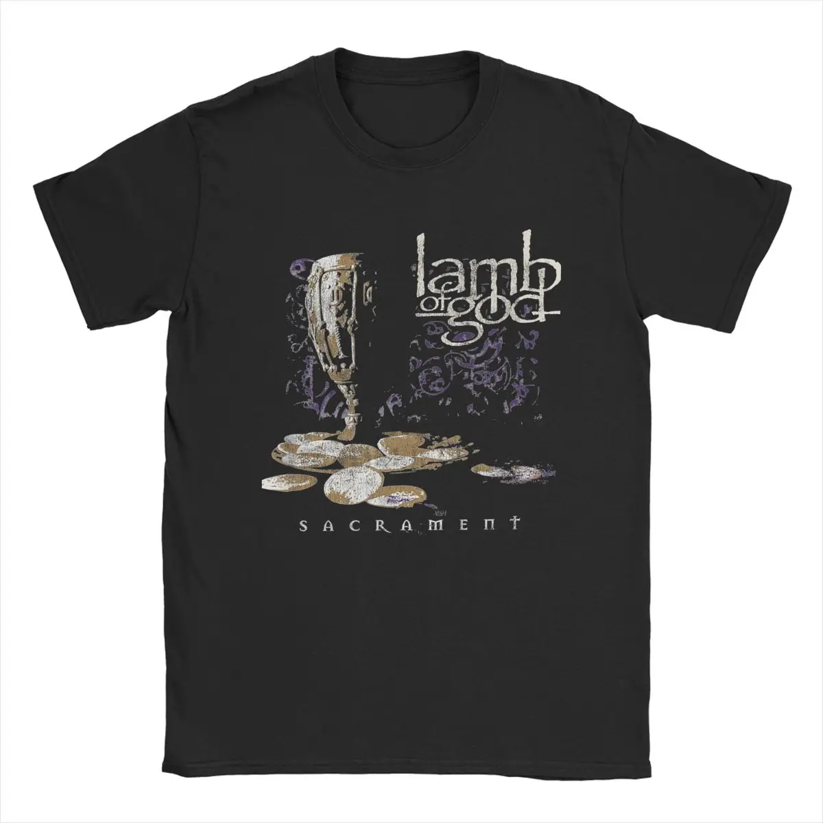 Men T-Shirts Heavy Metal Band Lamb Of God Awesome 100% Cotton Tees Short Sleeve T Shirt Crewneck Clothes Printed