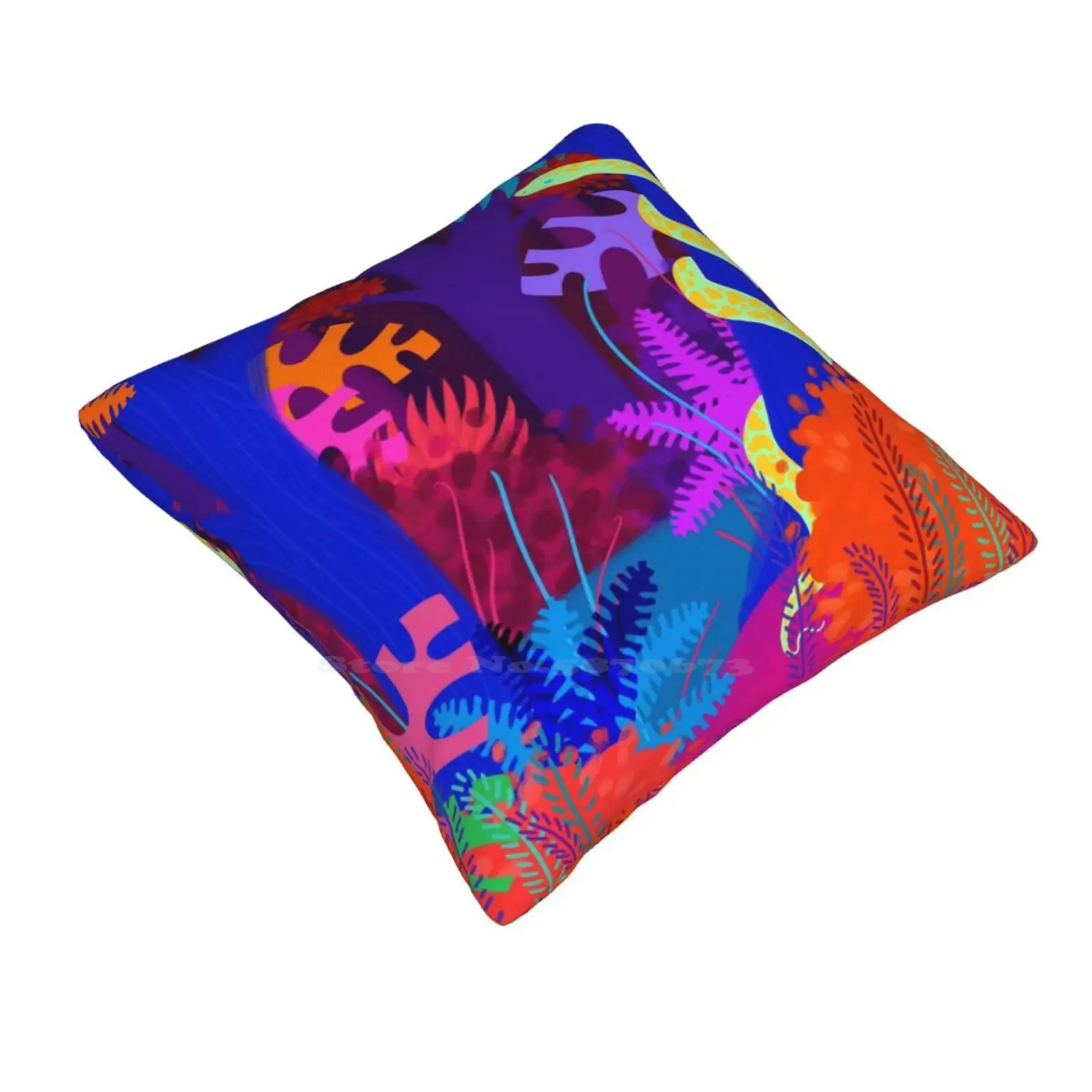 Funky Python Home Sofa Car Cushion Cover Pillowcase Boa Snake Python Anaconda Reptile Colorful Multicolored Rainbow Forest