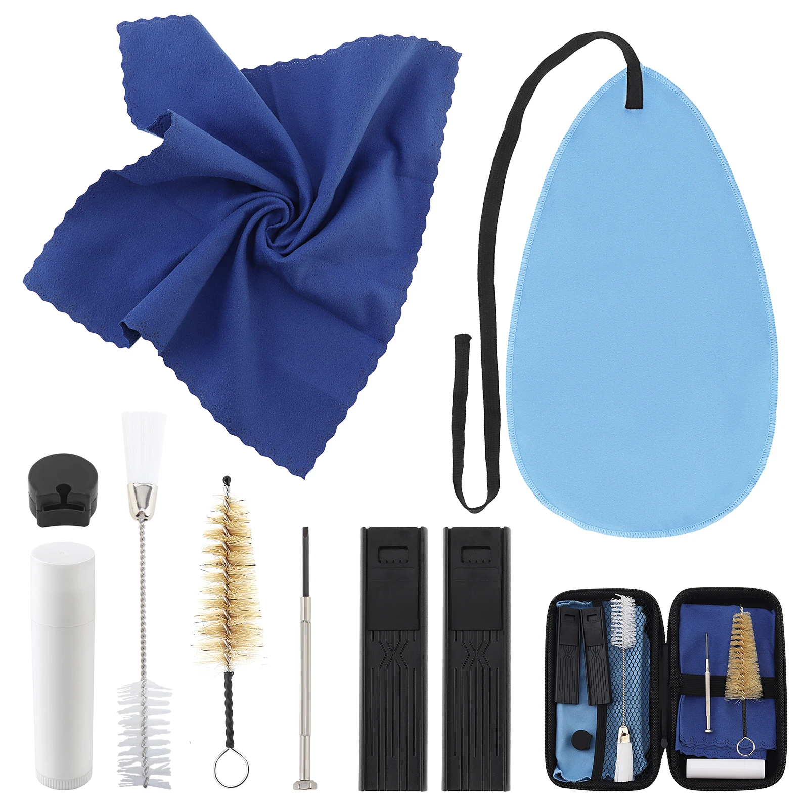 Clarinet Cleaning Maintenance Care with Inner Chamber Cloth, Mouthpiece Brush, Reed Holder,Cork Grease, Thumb Rest, Storage Case