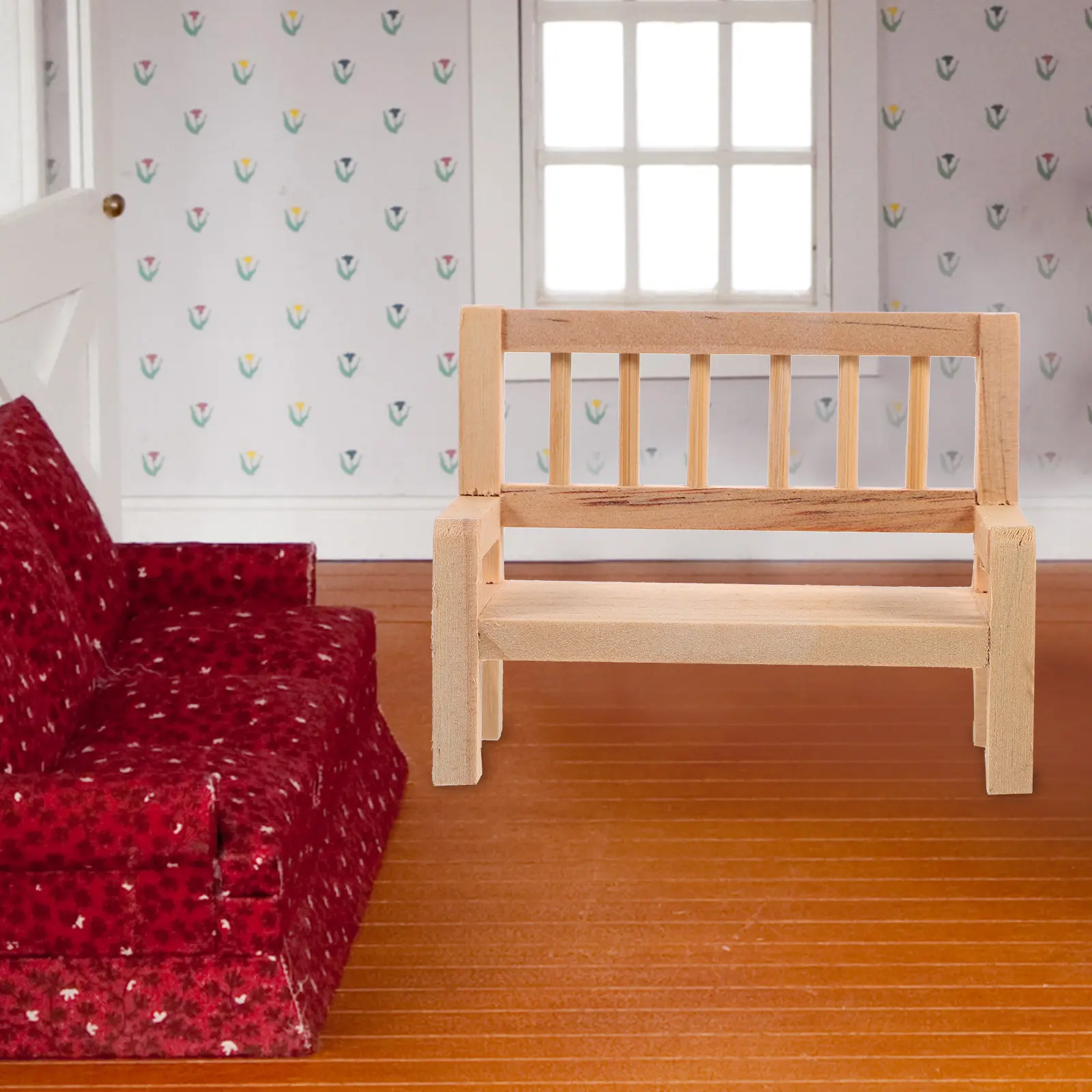 

2Pcs Mini Wooden Bench Mini House Furniture Accessory Decorative Storage Bench Handcrafted Detail Lightweight for Dollhouse