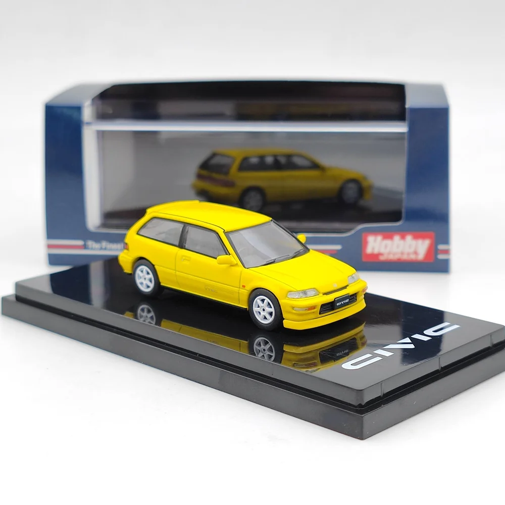 Hobby Japan 1/64 Civic (EF9) SiR ii versione cstomizzata Yellow muslimex Diecast Toys Car Collection Gifts