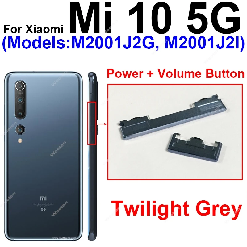On Off Power Volume Side Button For Xiaomi Mi 10 Mi 10S Mi 10 Pro Mi 10 Lite Mi 10T Lite Power Volume Side Keys Spare Parts image 3