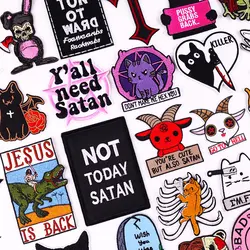 Jesus Cross Patch Satan Iron On Patch per abbigliamento toppe termoadesive ricamo Cartoon Animlas Patch distintivo fai da te