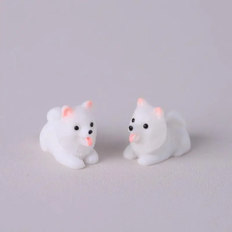 2pcs OrnamentDollhouse Cute Puppy Dog Model Kawaii Mini Animal 1:12 Figurine Miniature Resin Keychain DIY Landscape Scene Decor
