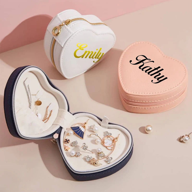

Personalized Jewelry Box for Wedding Gift Birthday Gift Heart Shape Travel Jewelry Box, Mini Jewelry Box JEWELRY NOT INCLUDED