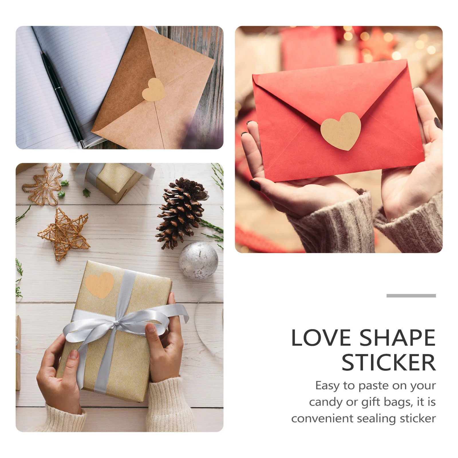 

240pcs Love Shape Blank Stickers Kraft Paper Sealing Sticker For Gift Bag Cookie Packaging Pouch Storage Adhesive Label