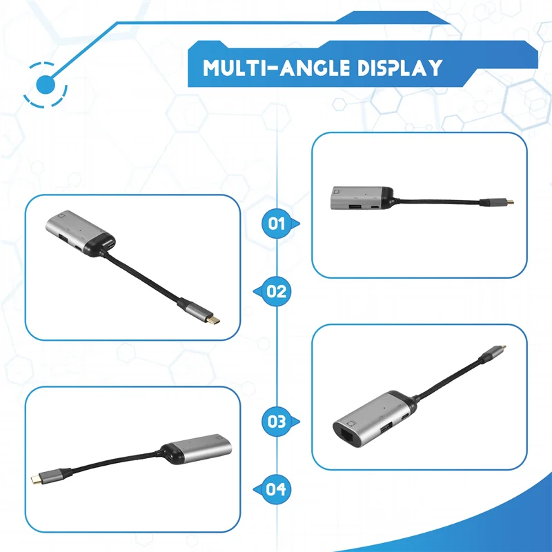 AEE7-3 In 1 Type-C To Gigabit Ethernet Rj45 Lan PD Charging USB C Data Port Converter Adapter For TV PC   S20