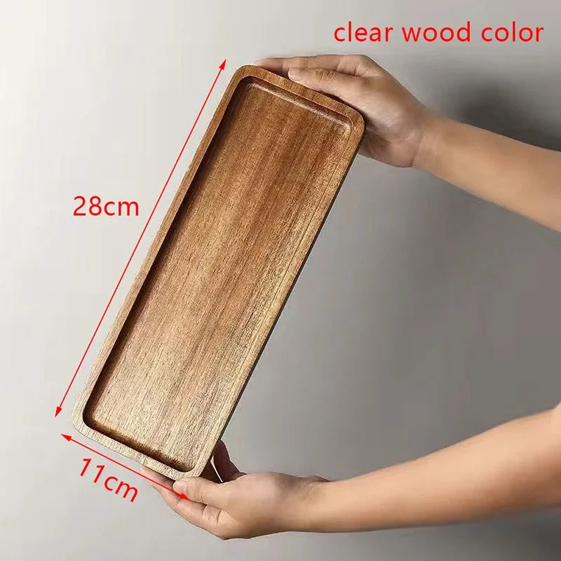 2 Size Rectangular Wooden Tray Coffee Food Cup s for Decoration Wood Plate Dishes Dessert Candy Bamboo Tea  Gongfu