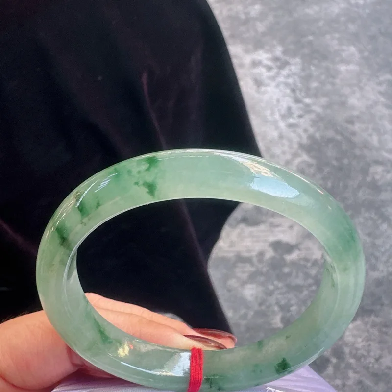 Tiktok Source Natural Myanmar Jade Dian a Ice-like Floating Flowers Imperial Concubine Bracelet