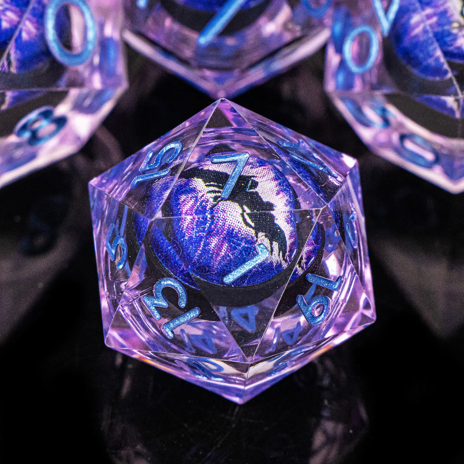 Dés en résine oeil de Dragon, jeu de dés à noyau liquide 7 pièces, dés d et d polyédriques Sharp Egde