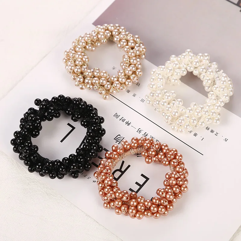 Champagne Pearl Hair Rope Pretty Hair Tie for Women Hair Rubber Band Pink Hair Accessories