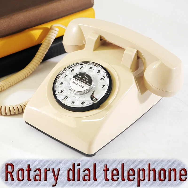 Retro rotary dial telephone old-fashioned home office wired landline phone pleasant mechanical ringtone Internet celebrity phone