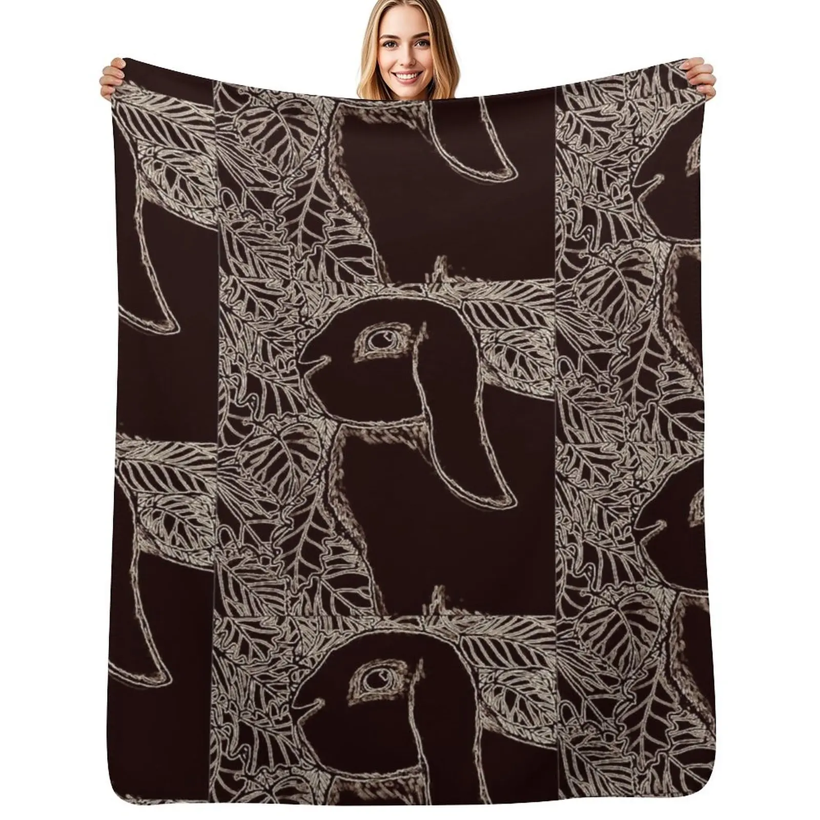

Black Lop Bunny Throw Blanket Faux Fur Soft Warm Blanket for Bed