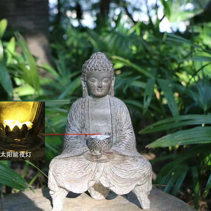 

Buddha statue outdoor solar lamp decoration courtyard garden office home porch decoration Buddha statue sculpture decor