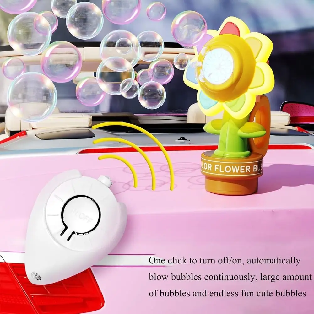 

Seven Color Sunflower Bubble Machine with Music Remote Control Bubble Machine Toy with Colorful Lighting