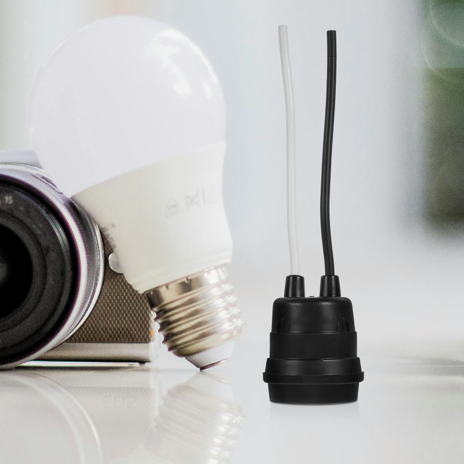 

6pcs E27 Holder Waterproof Light Socket Pvc Rubberized Outdoor Indoor Use Durable Diy Lamp Base Corded Light Fixture Socket