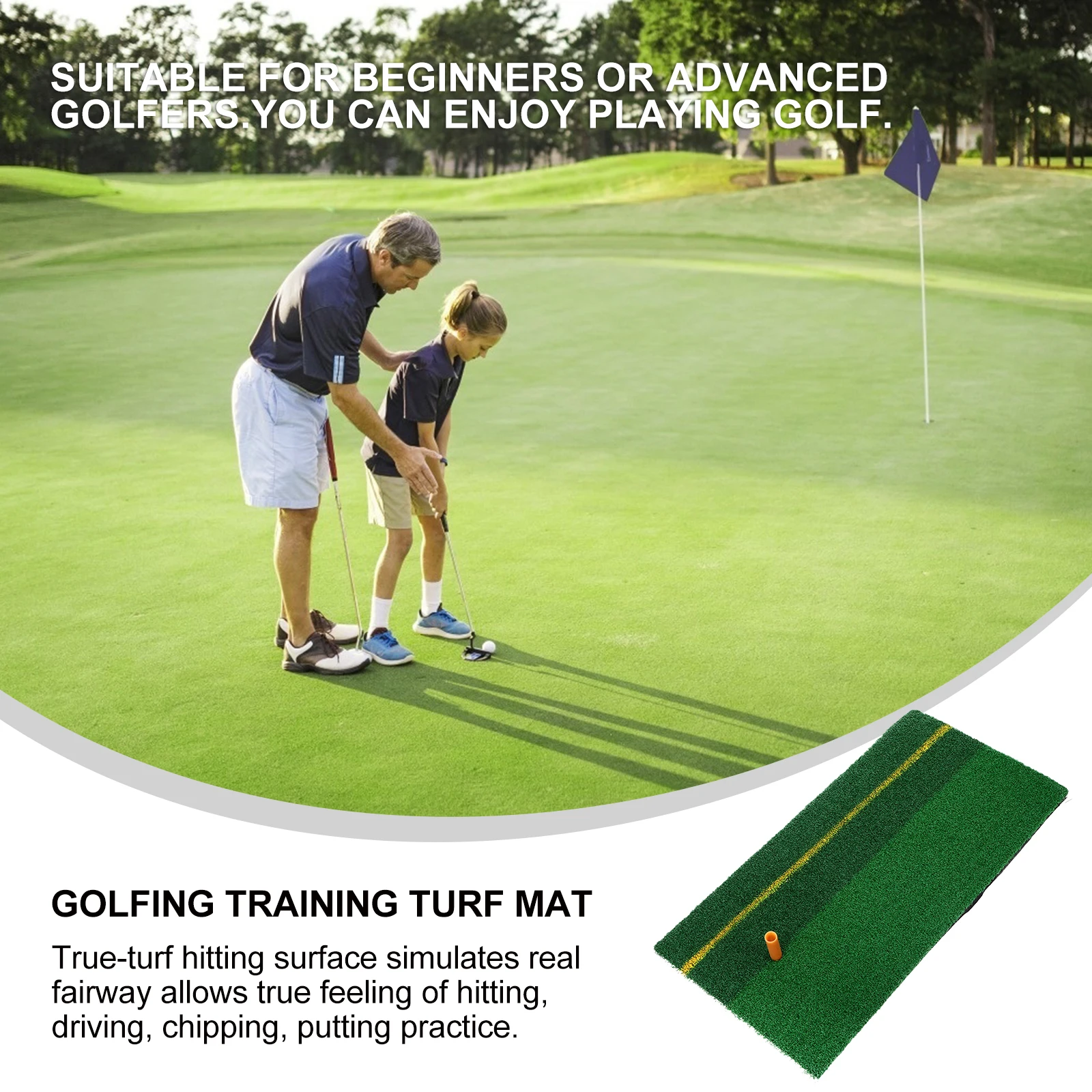 

High Quality Golfing Mat Durable Nylon Grass Foam Pad Indoor Outdoor Use True Turf Hitting Surface Golf Training Practice Pad