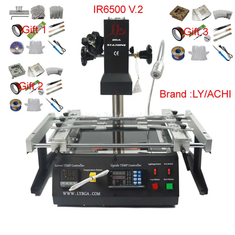 

220V LY ACHI IR6500 V2 BGA Rework Station Motherboards Mobile Laptop Chip PCB Repair 2 Zones Infrared Soldering Machine