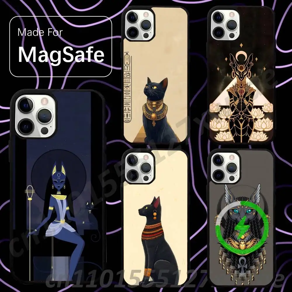 Bastet Egyptian Cat Goddess For Magsafe Wireless Charger Case For iPhone 15,16,17,13,14,11,12,Pro,Max,Plus,E,Air,Mini Cover