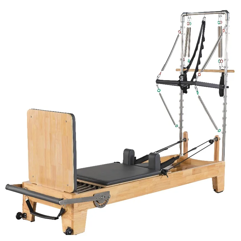 

YIYIN Hot Sale Wholesale New Product Fitness Equipment Wooden Gym Home Exercise Two-in-one Pilates Reformer