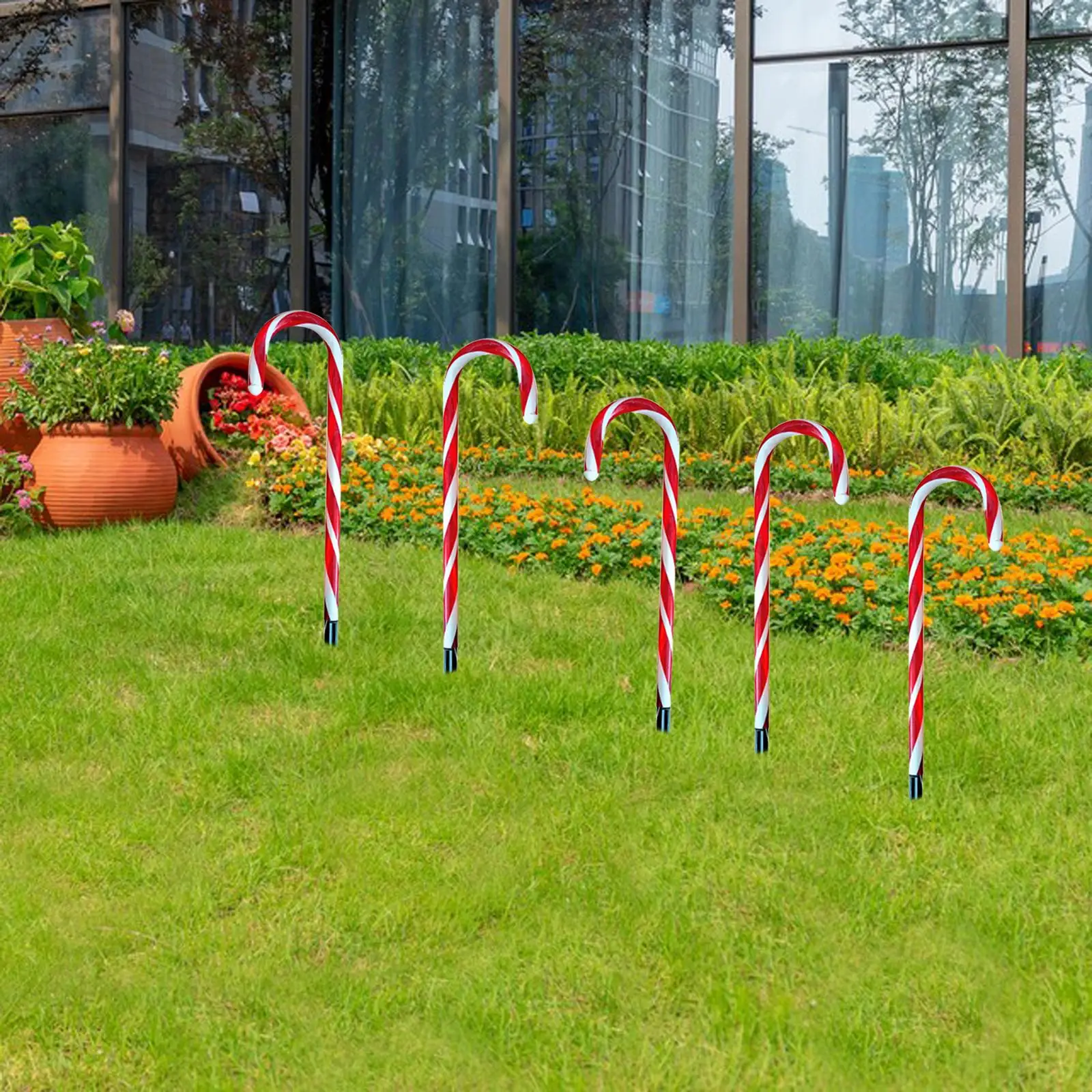 Christmas LED Lamps with Ground Stakes Crutch Light Decorations Candy Cane Solar Powered Lights for Holiday Lawn Driveway Patio