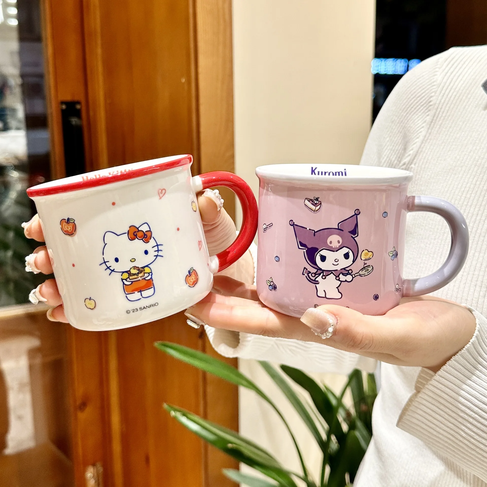 

Sanrio, Hello Kitty керамическая кружка с мультяшным изображением, Подарочная кружка с периферийным рисунком, Высококачественная Бытовая кружка для воды с имитацией эмали