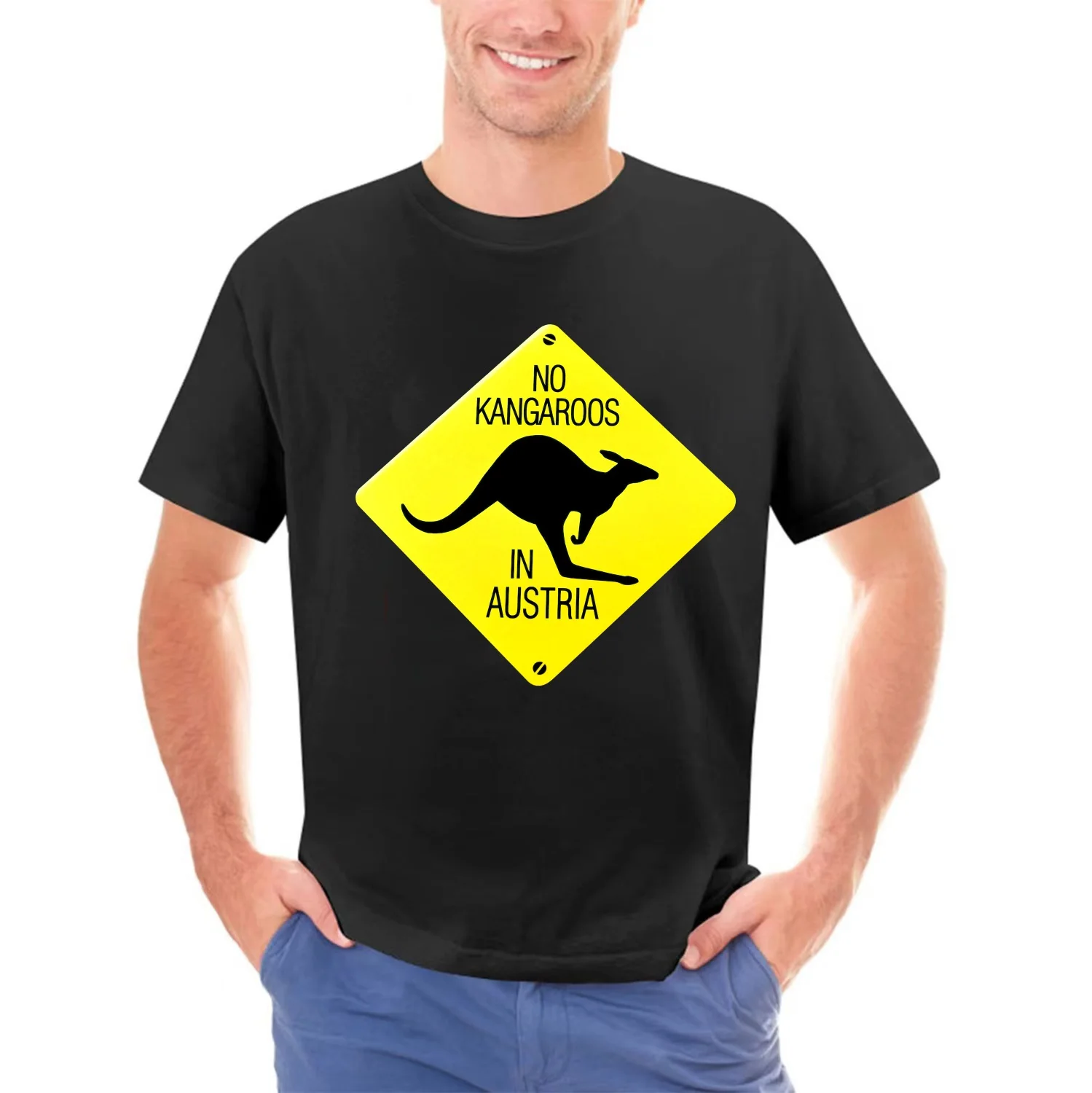 Australia Tourist T-Shirt Funny Black 100% Cotton No Kangaroos In Austria Sz M