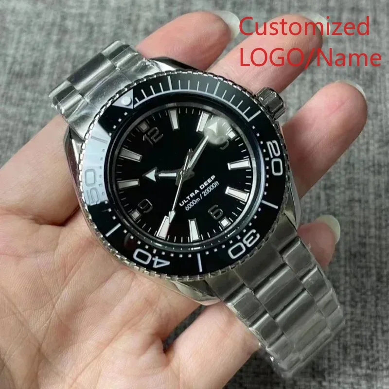 تخصيص الرجال التلقائية الميكانيكية ووتش 904L الفولاذ المقاوم للصدأ أسود أزرق أخضر السيراميك الحافة ارتفع الذهب الياقوت الساعات #1