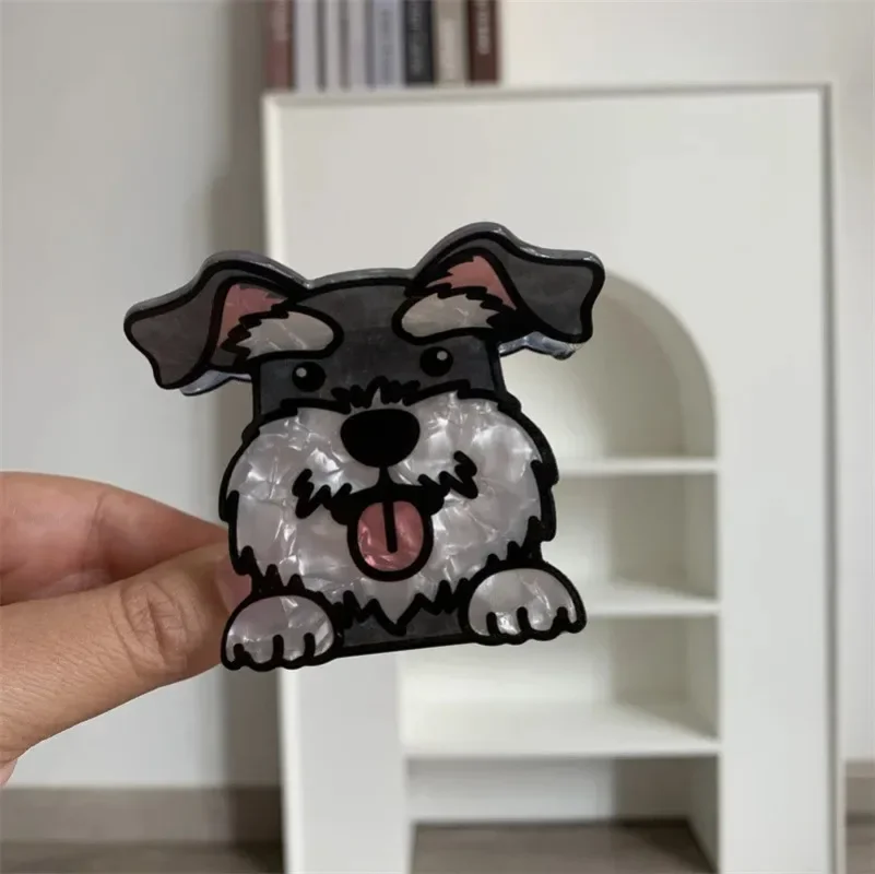 Cute Cartoon Puppy Hair Claw Acrylic Bulldog Corgi Schnauzer Dog Strong Crab Hair Clips for Women Girls Hairpin Hair Accessories