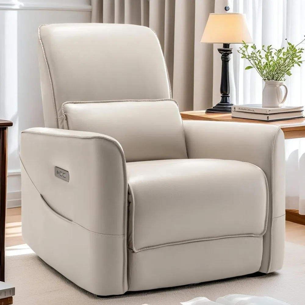 Nursery Glider Recliner Chair, Power Rocker Swivel Recliner , Electric Reclining for Adults with Streamlined Side Pocket