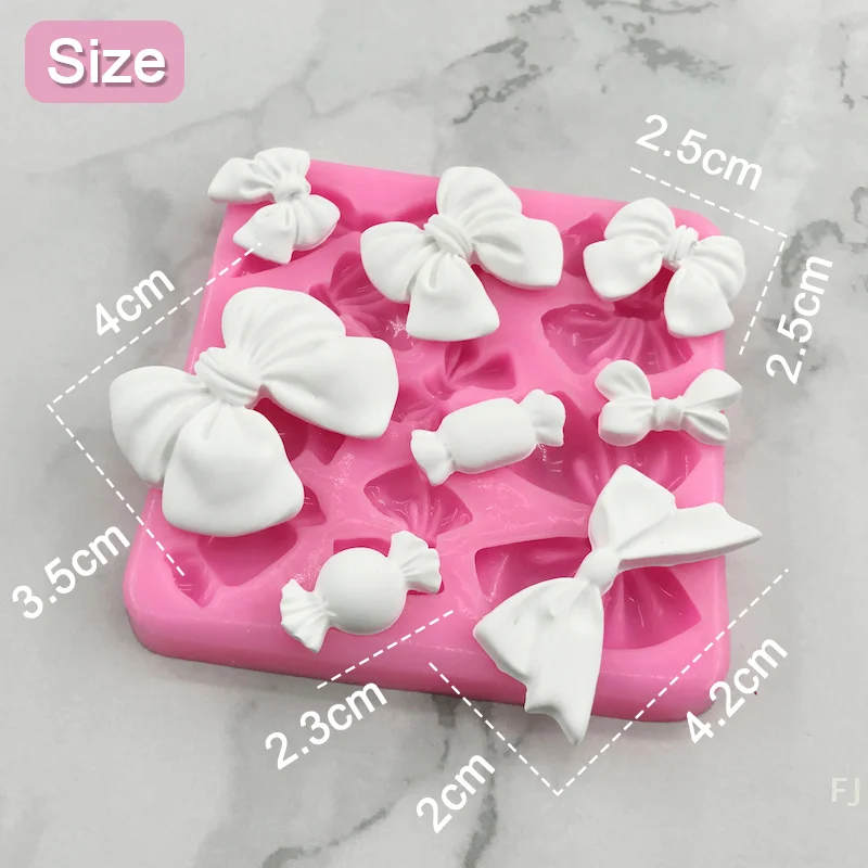[YU]Cute Cartoon Bow Knot Resin Art Molds Silicone Fondant Mould Cake Decoration Tools Pastry Kitchen Baking Accessories Set