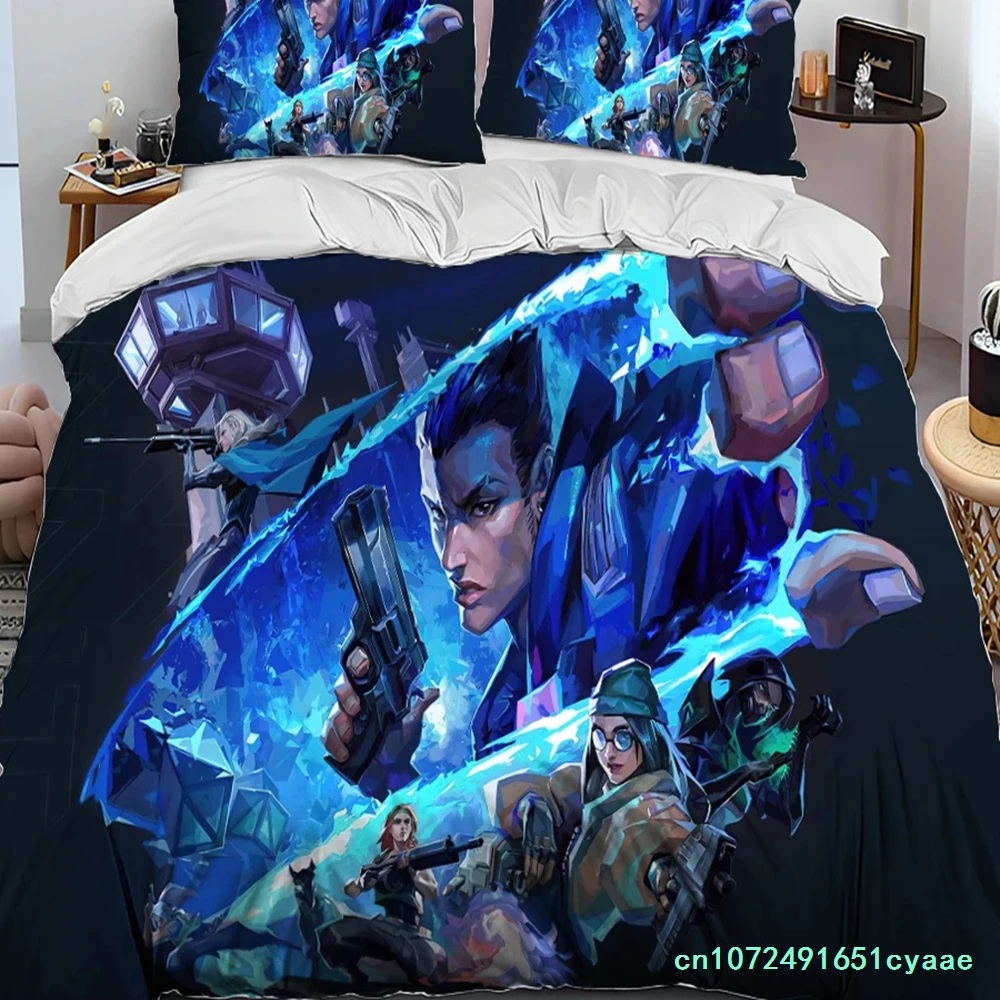 3D VALORANT Game Gamer Cartoon Comforter Bedding Set,Duvet Cover Bed Set Quilt Cover Pillowcase,king Queen Size Bedding Set Boys