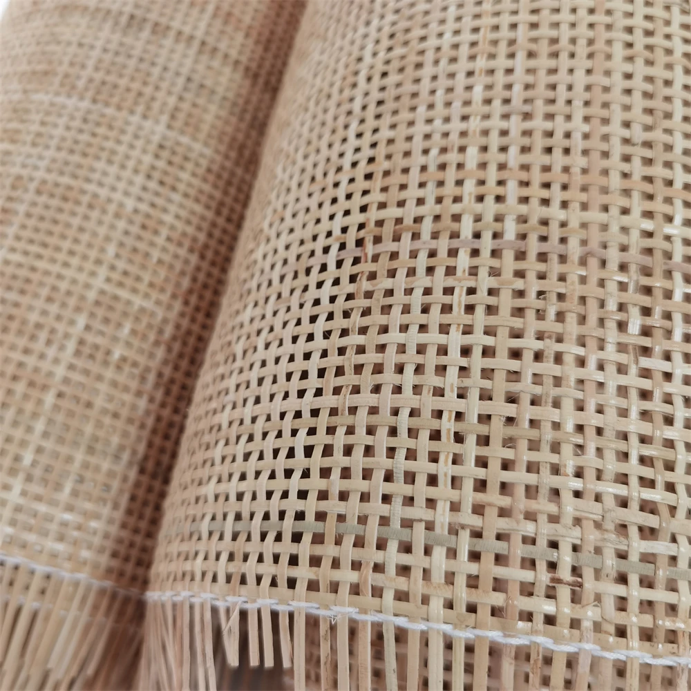 100cm Wide 2.0mm Checkered Natural Cane Webbing Roll Real Indonesian Rattan Sheets Furniture Bedside Table Materials