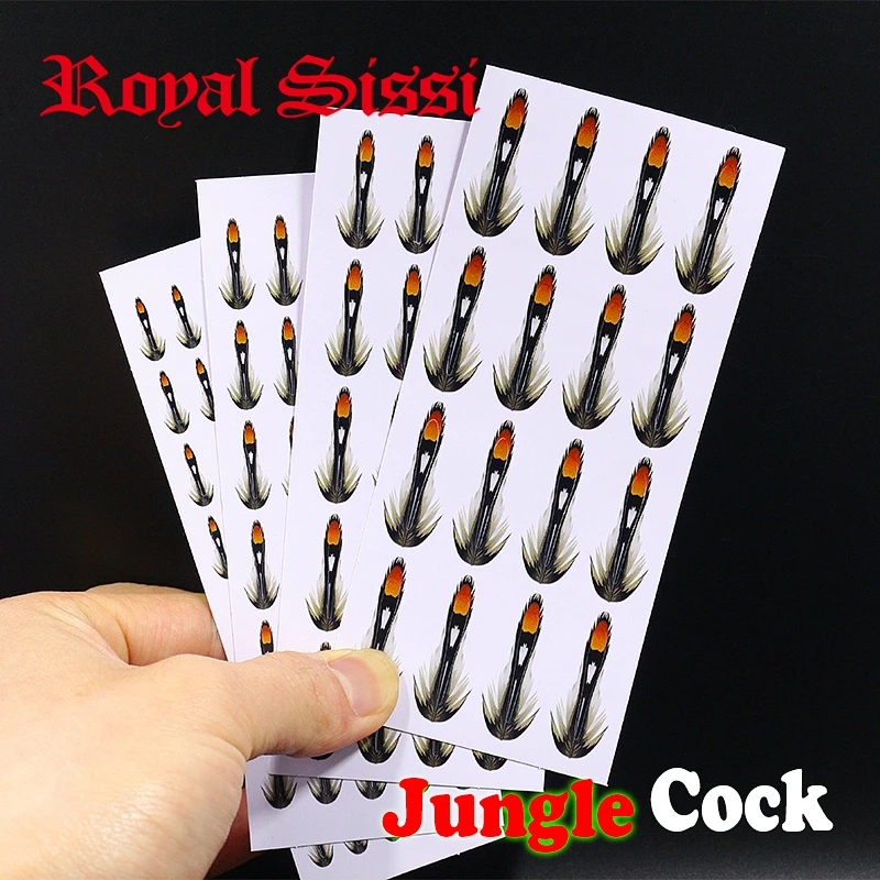 

RoyalSissi 12sheets set synthetic jungle cock substitute feathers sheet 4sizes assort wet fly&salmon pattern fly tying materials