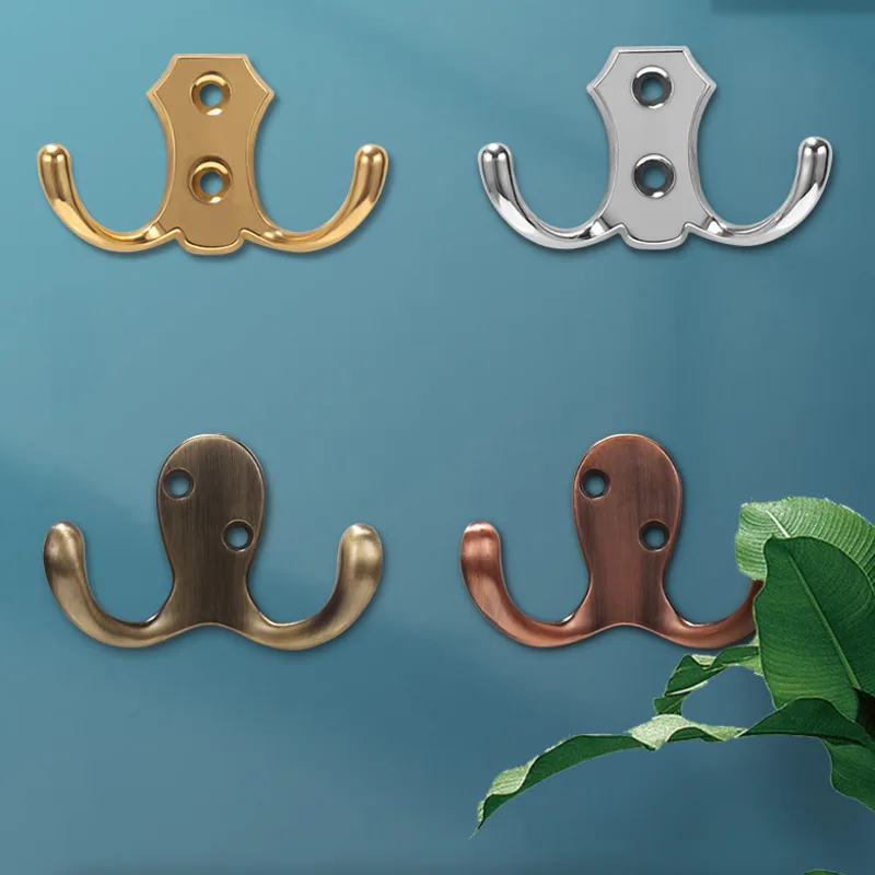 Thickened Zinc Alloy Wall Door Antique Double Hooks Hanger For Key Clothes Coat Hat Bag Towel Bedroom Bath Hanging Accessories