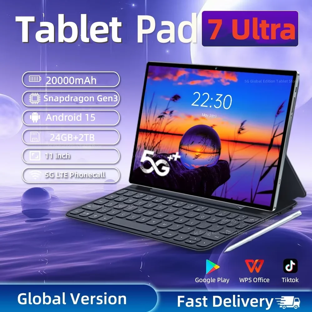 2026 NEW Pad 7 Ultra Pro Tablet PC 11inch 22GB+2TB Tablets Android 16 E-book protective case Tablette PC 20000mAh 5GWIFI Mini PC