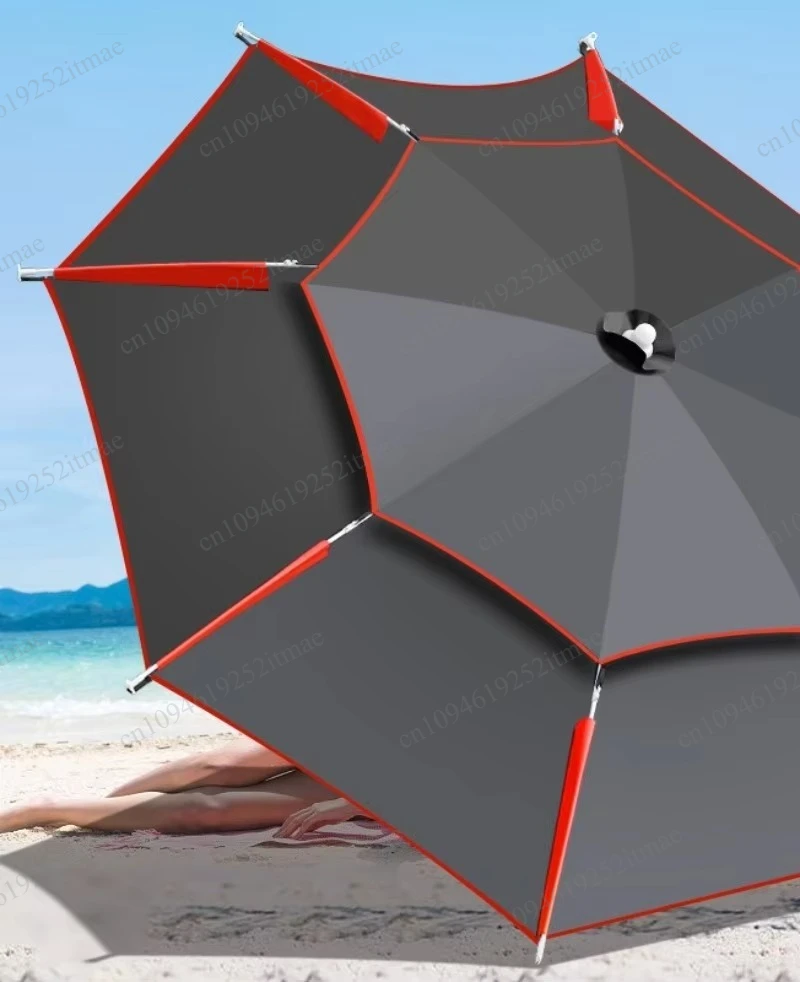 1.8-2.6m Double-Layer Foldable Outdoor Parasol, Windproof Large Beach Fishing Garden Shade Umbrella