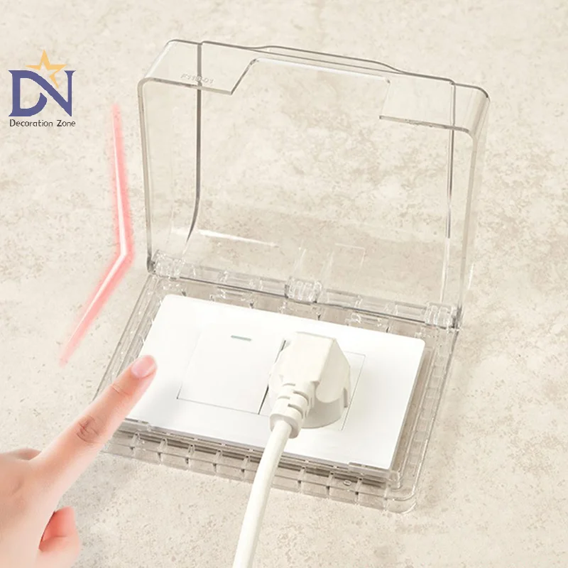 1PC Self Adhesive Waterproof Electric Plug Cover Splash Box Sockets Switch Protection Box Protector Bathroom Supplies