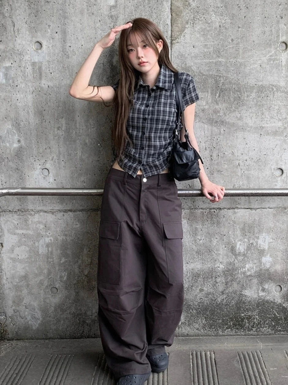 الشارع Sle الكورية فضفاضة عارضة منقوشة ort Sve irt المرأة تخفيف الرياح Dstring الجزء العلوي من الجسم ملابس الصيف ارتداء