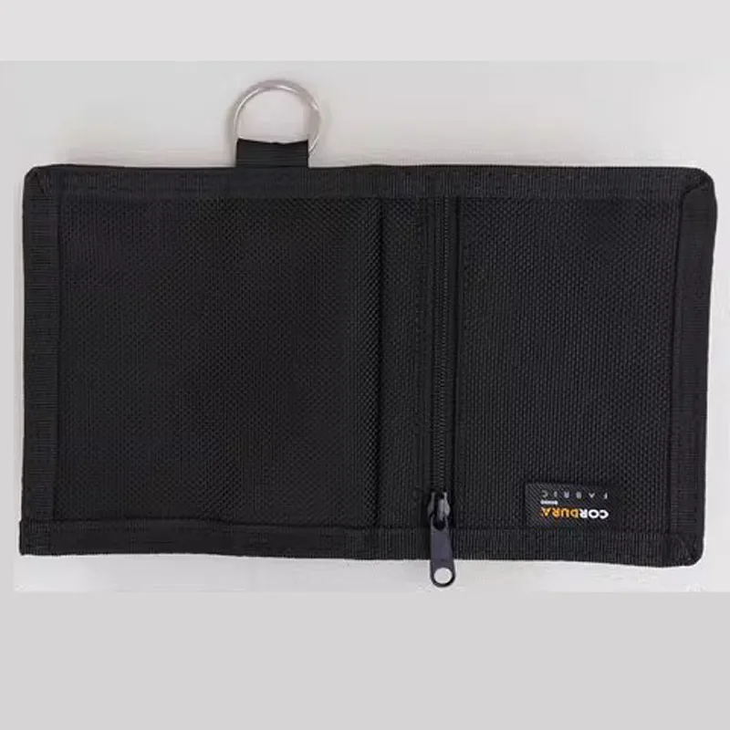 Mini carteira de cartão homem casual moeda bolsa náilon pano à prova dwaterproof água pequeno titular do cartão de crédito masculino dobrável carteira bolsa masculina preto