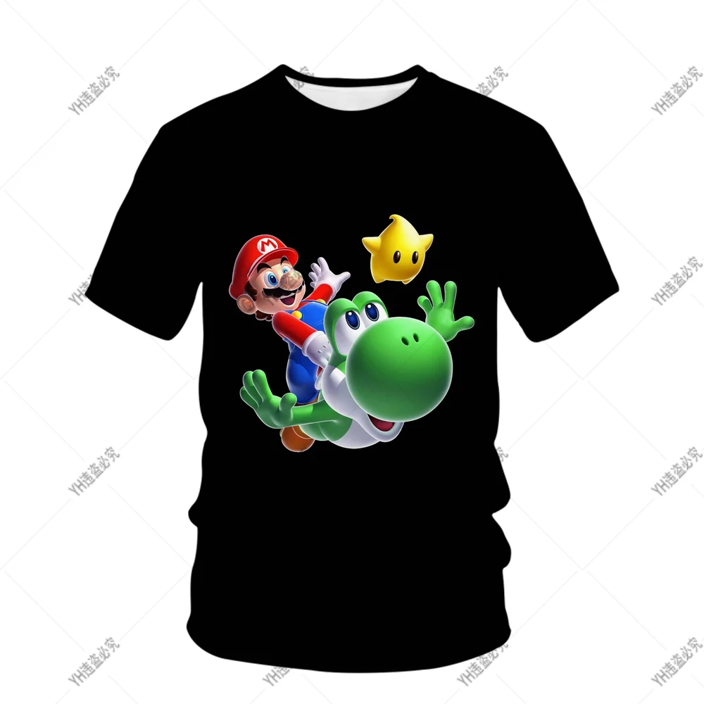 2024 Anime Game Mario Brothers Summer New 3D Printing Unisex Youth Fashion Comfortable T-shirt Short Sleeve Children's Beach