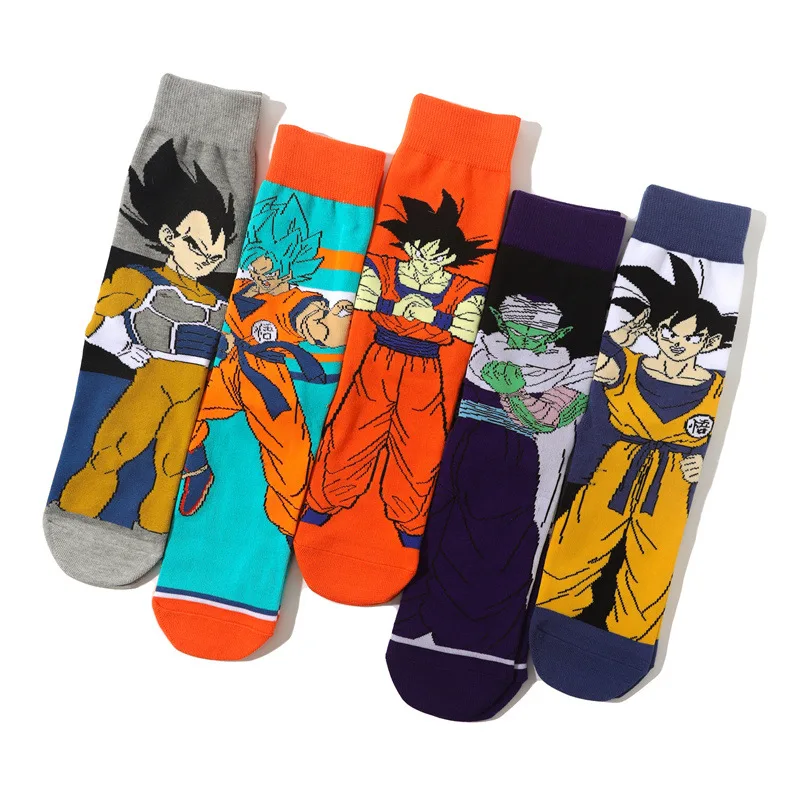 1 para skarpetek Dragon Ball Anime Figurki z kreskówek Goku Vegeta Drukowane skarpetki typu Mid-tube dla mężczyzn Outdoor Sports Oddychająca