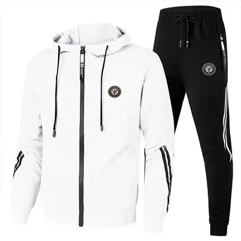 Lässiger Herren anzug Frühling Herbst hochwertige Reiß verschluss Kapuzen jacke Jogging Fitness Bergsteigen Sportswear Hose 2-teiliges Set