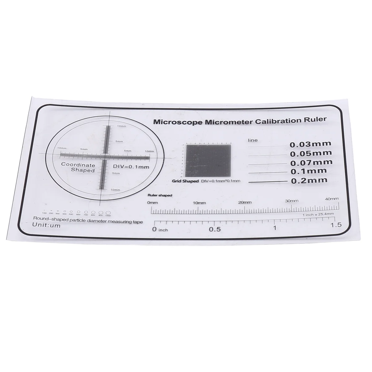 Microscope Correction Ruler Optical Micrometer Correction Sheet Detection Film Calibration Plate,B