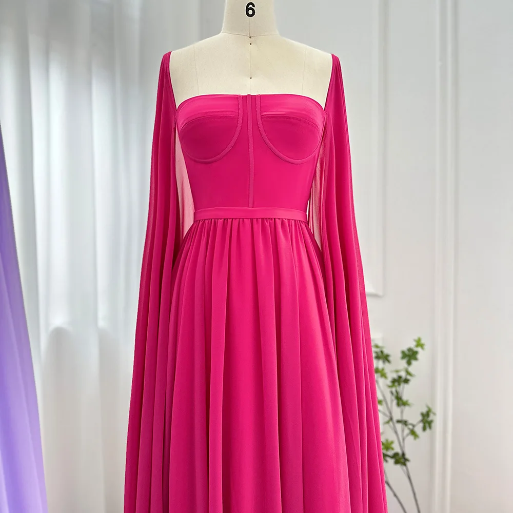 Ksdn Fashion Candy Color Prom Dress Elegante Vierkant Kraag Vloerlengte Feestjurken Met Cape Mouwen Prachtige Avondjurk